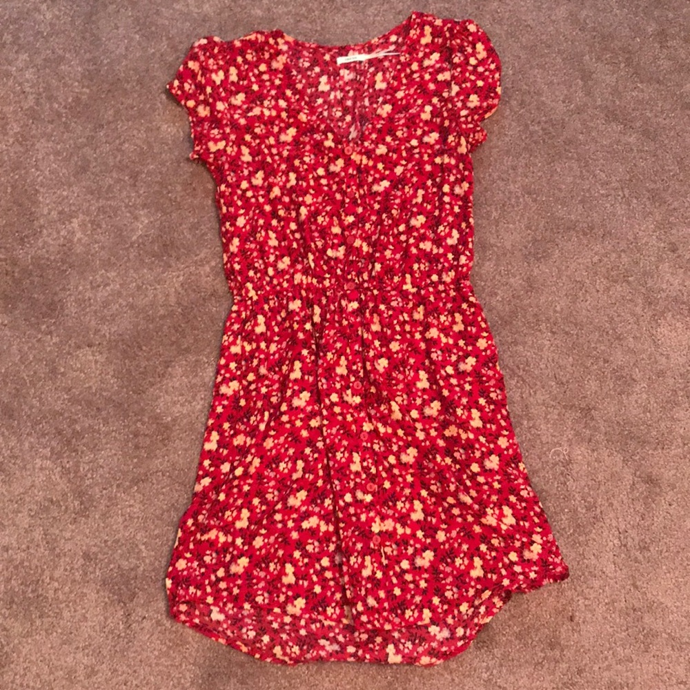 Red floral dress